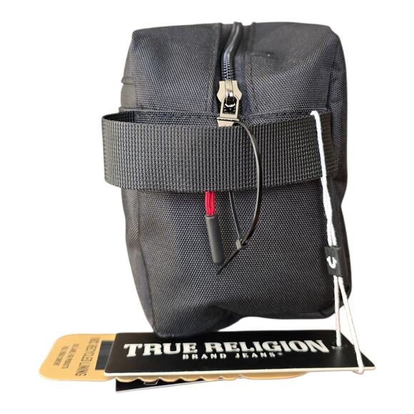 True Religion Toiletry Bag Men Black Anton Travel Clutch Horseshoe Logo Dopp Kit - Picture 3 of 8